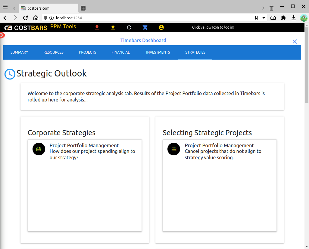 Costbars strategic-dashboard, Project Portfolio Manager WebApp